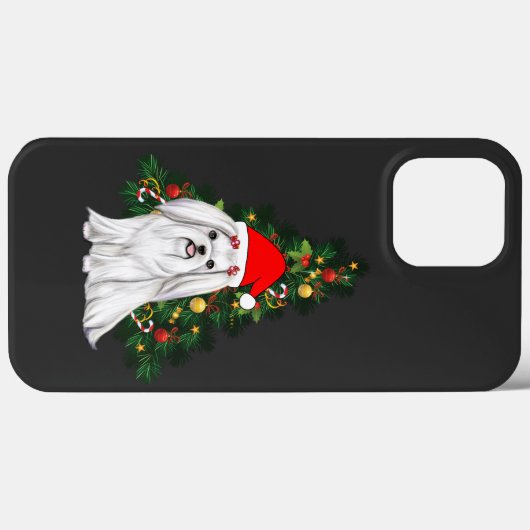 Maltees kerstfeest, kerstmanshond met kersthoed Case-Mate iPhone case (Achterkant (horizontaal))