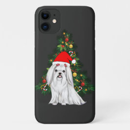 Maltees kerstfeest, kerstmanshond met kersthoed Case-Mate iPhone case