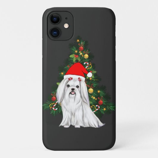 Maltees kerstfeest, kerstmanshond met kersthoed Case-Mate iPhone case (Achterkant)