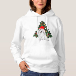 Maltees kerstfeest, kerstmanshond met kersthoed hoodie