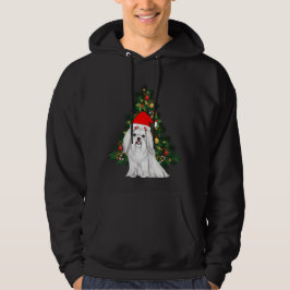 Maltees kerstfeest, kerstmanshond met kersthoed hoodie