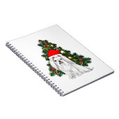 Maltees kerstfeest, kerstmanshond met kersthoed notitieboek (Rechterzijde)