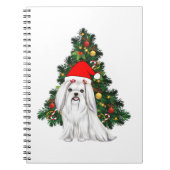 Maltees kerstfeest, kerstmanshond met kersthoed notitieboek (Voorkant)