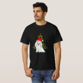 Maltees kerstfeest, kerstmanshond met kersthoed t-shirt (Voorkant volledig)