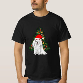 Maltees kerstfeest, kerstmanshond met kersthoed t-shirt