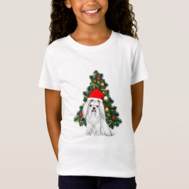 Maltees kerstfeest, kerstmanshond met kersthoed t-shirt