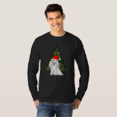 Maltees kerstfeest, kerstmanshond met kersthoed t-shirt (Voorkant volledig)