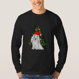 Maltees kerstfeest, kerstmanshond met kersthoed t-shirt
