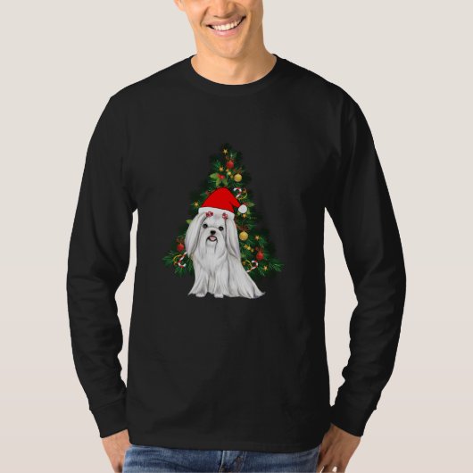 Maltees kerstfeest, kerstmanshond met kersthoed t-shirt (Voorkant)