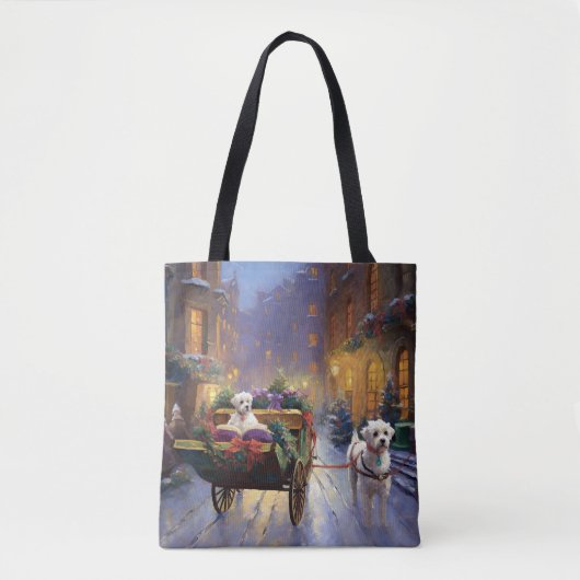 Maltees Kerstfeestseizoen Tote Bag (Voorkant)
