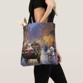Maltees Kerstfeestseizoen Tote Bag (Dichtbij)