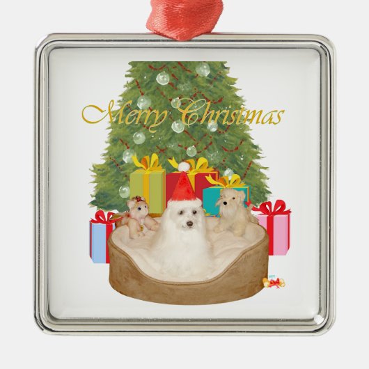 Maltees Kerstmis Metalen Ornament (Voorkant)