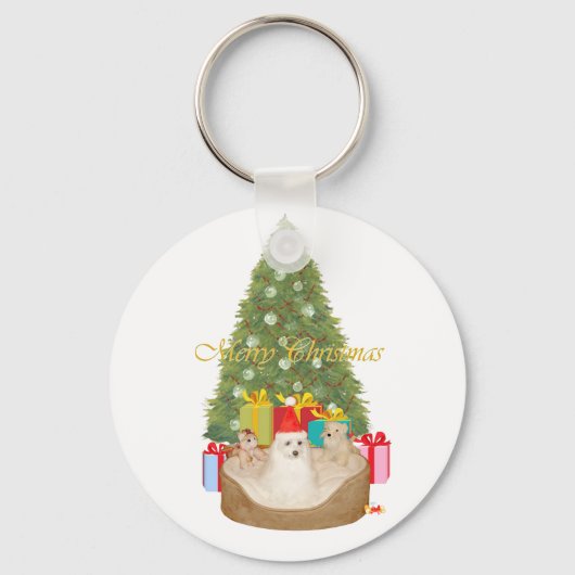 Maltees Kerstmis Sleutelhanger (Voorkant)