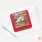 Maltees kerstontwerp voor Puppies Vierkante Sticker (Envelop)