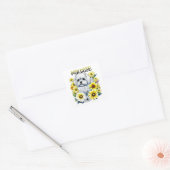 Maltees Klein :Witte hond Bree in gele bloemen Vierkante Sticker (Envelop)