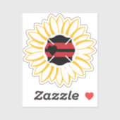 Maltees kruis met rode lijn en hart in zonnebloem sticker (Vel)