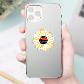 Maltees kruis met rode lijn en hart in zonnebloem sticker (Telefoon)