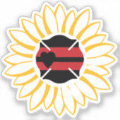 Maltees kruis met rode lijn en hart in zonnebloem sticker (Voorkant)