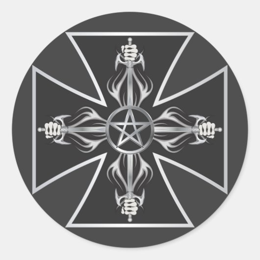 Maltees Kruis Ronde Sticker (Voorkant)