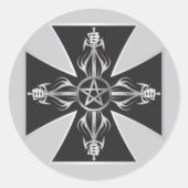 Maltees Kruis Ronde Sticker (Voorkant)