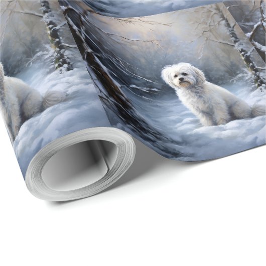 Maltees Laat het sneeuwen Kerstmis Cadeaupapier (Rol Hoek)