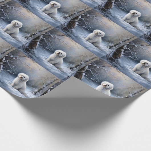 Maltees Laat het sneeuwen Kerstmis Cadeaupapier (Hoek)