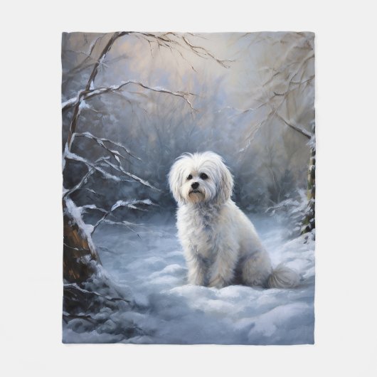 Maltees Laat het sneeuwen Kerstmis Fleece Deken (Voorkant)