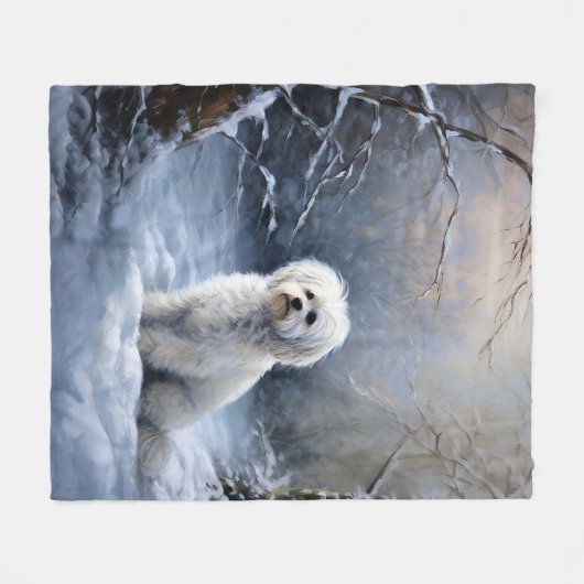 Maltees Laat het sneeuwen Kerstmis Fleece Deken (Voorkant (Horizontaal))