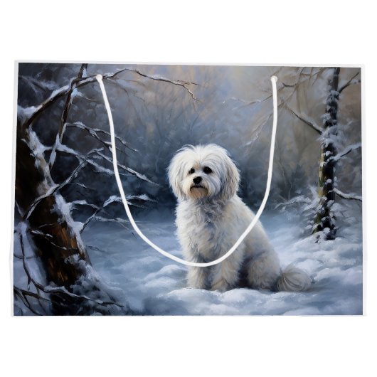 Maltees Laat het sneeuwen Kerstmis Groot Cadeauzakje (Achterkant)