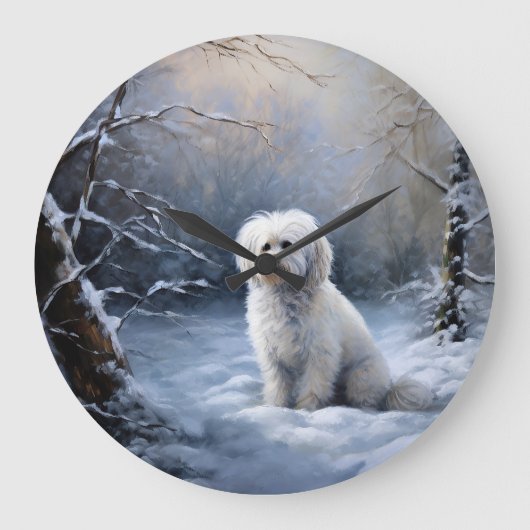 Maltees Laat het sneeuwen Kerstmis Grote Klok (Voorkant)