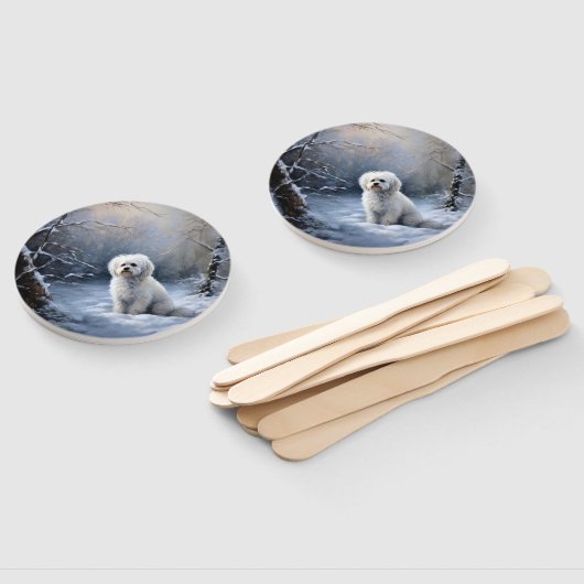 Maltees Laat het sneeuwen Kerstmis Handwaaier (Niet-gemonteerd)