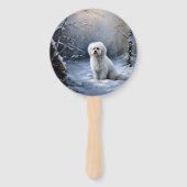 Maltees Laat het sneeuwen Kerstmis Handwaaier (Voorkant)