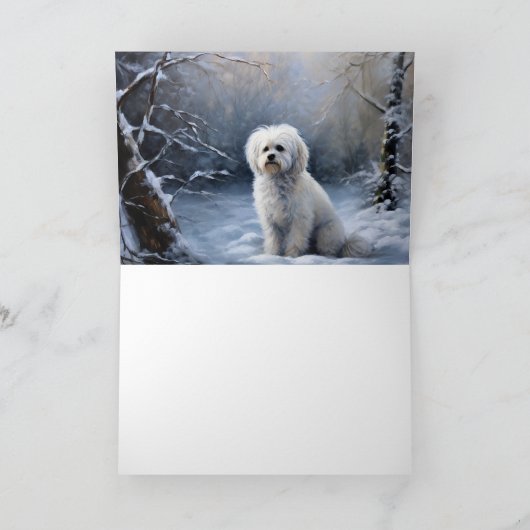 Maltees Laat het sneeuwen Kerstmis Kaart (Binnen)