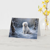 Maltees Laat het sneeuwen Kerstmis Kaart (Gele Bloem)