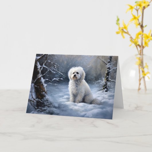 Maltees Laat het sneeuwen Kerstmis Kaart (Gele Bloem)