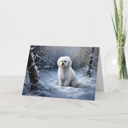 Maltees Laat het sneeuwen Kerstmis Kaart (Voorkant)