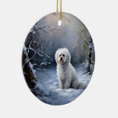 Maltees Laat het sneeuwen Kerstmis Keramisch Ornament (Rechts)