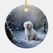 Maltees Laat het sneeuwen Kerstmis Keramisch Ornament (Achterkant)