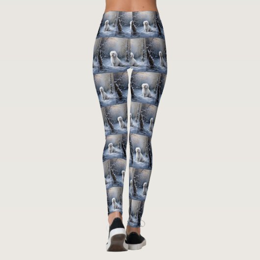 Maltees Laat het sneeuwen Kerstmis Leggings (Achterkant)