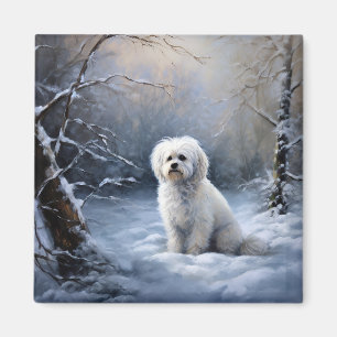Maltees Laat het sneeuwen Kerstmis Magneet