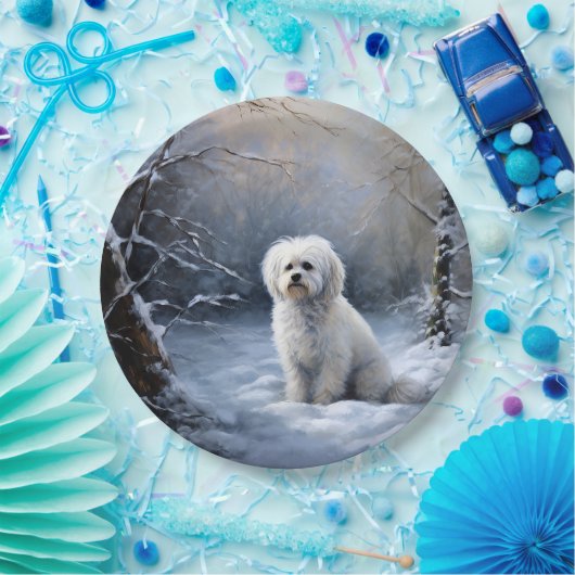 Maltees Laat het sneeuwen Kerstmis Papieren Bordje (Feest)