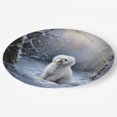 Maltees Laat het sneeuwen Kerstmis Papieren Bordje (Gekanteld)