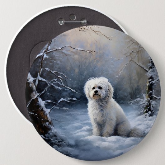 Maltees Laat het sneeuwen Kerstmis Ronde Button 6,0 Cm (Voorkant /achterkant)