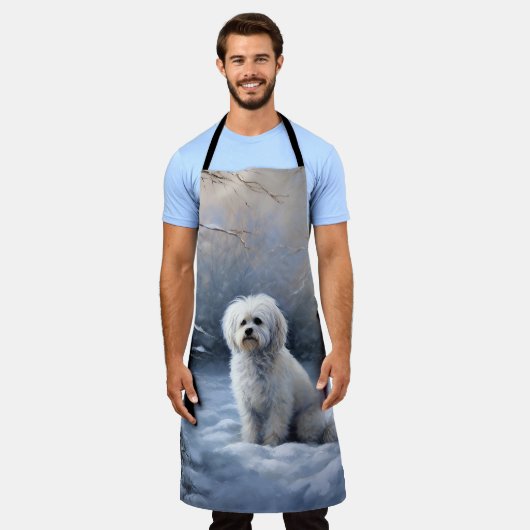 Maltees Laat het sneeuwen Kerstmis Schort (Gedragen)