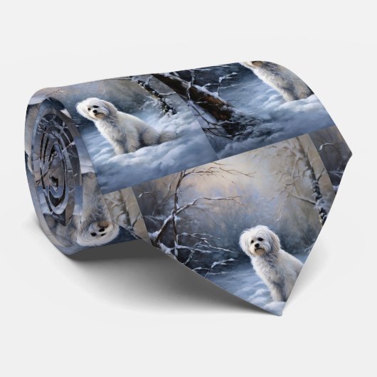 Maltees Laat het sneeuwen Kerstmis Stropdas (Opgerold)