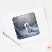Maltees Laat het Sneeuwen Kerstmis Vierkante Sticker (Envelop)