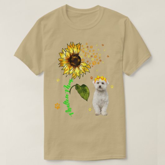 Maltees mam Cute Sunflower Dog Paws Owner Lover Fa T-shirt (Design voorkant)