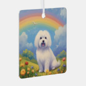 Maltees Memorial aangepaste hondennaam Rainbow Bri Metalen Ornament (Voorkant Rechts)