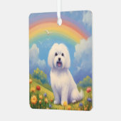 Maltees Memorial aangepaste hondennaam Rainbow Bri Metalen Ornament (Voorkant links)