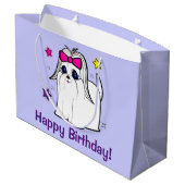 Maltees met Bow en Stars Happy Birthday Groot Cadeauzakje (Achterkant Gekanteld)
